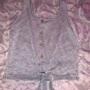 striped grey and white tank